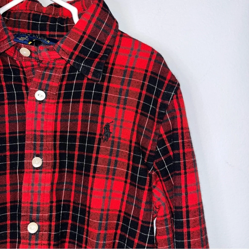Ralph Lauren Red and Black Plaid Kids Casual Dress Girls 8